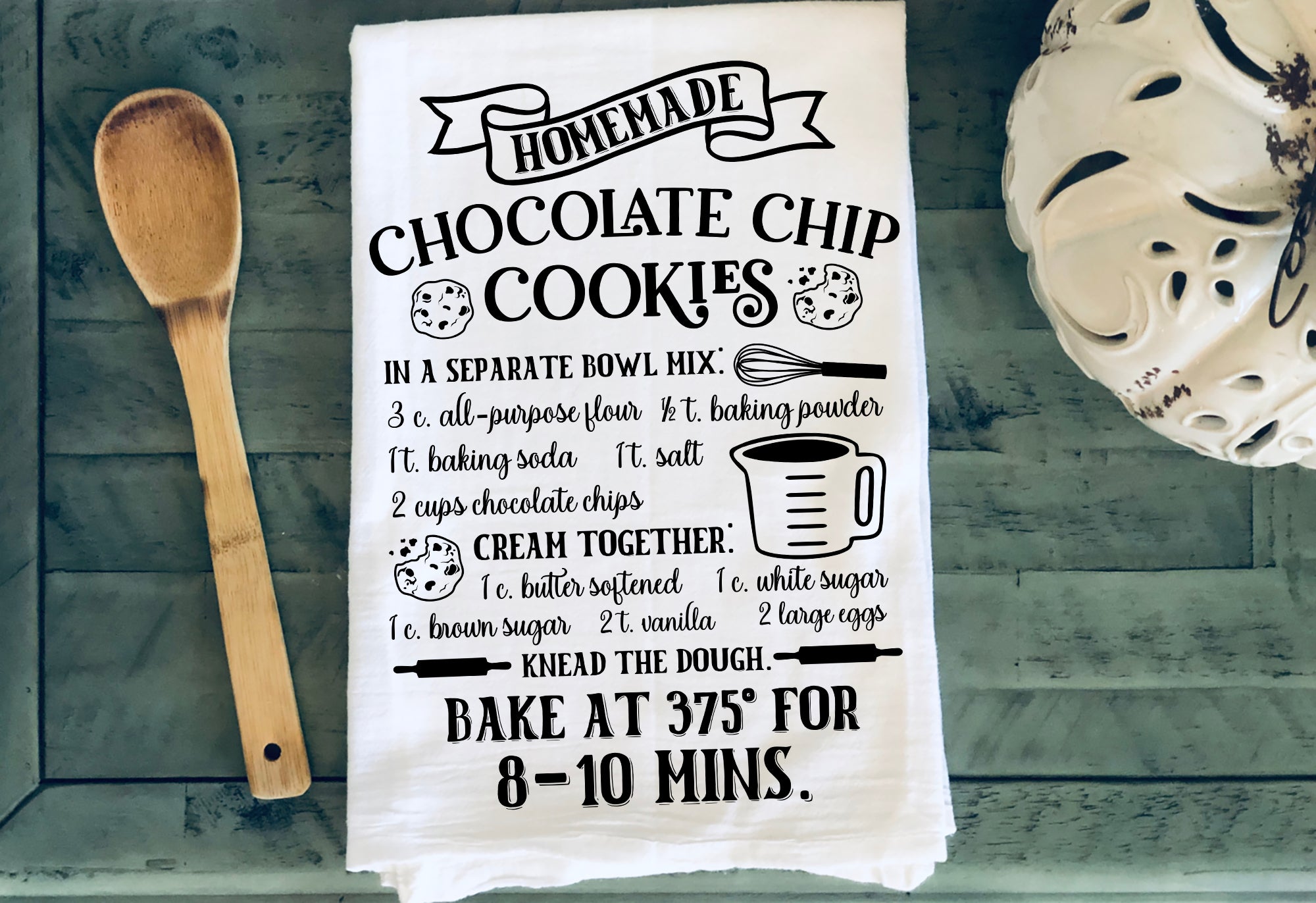 Whimsy Farm House Style Chocolate Chip Cookie Recipe Towel