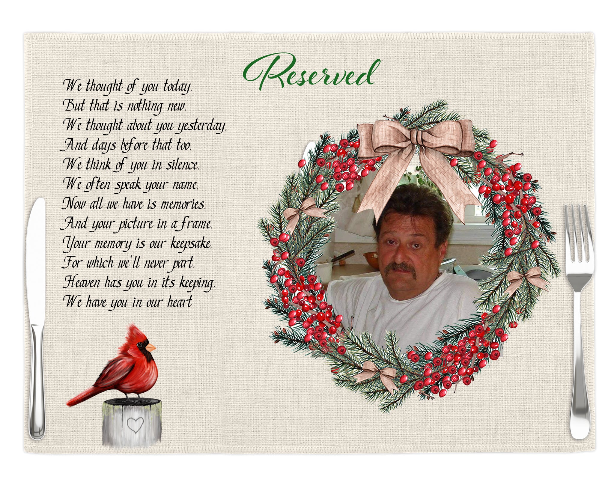 Personalized Memorial Placemat: Custom In Loving Memory Gift