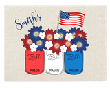 Set of 4 Custom Patriotic Placemats – Whimsy FLowers Mason Jars – Country Chic Table Decor, FREE Customizing