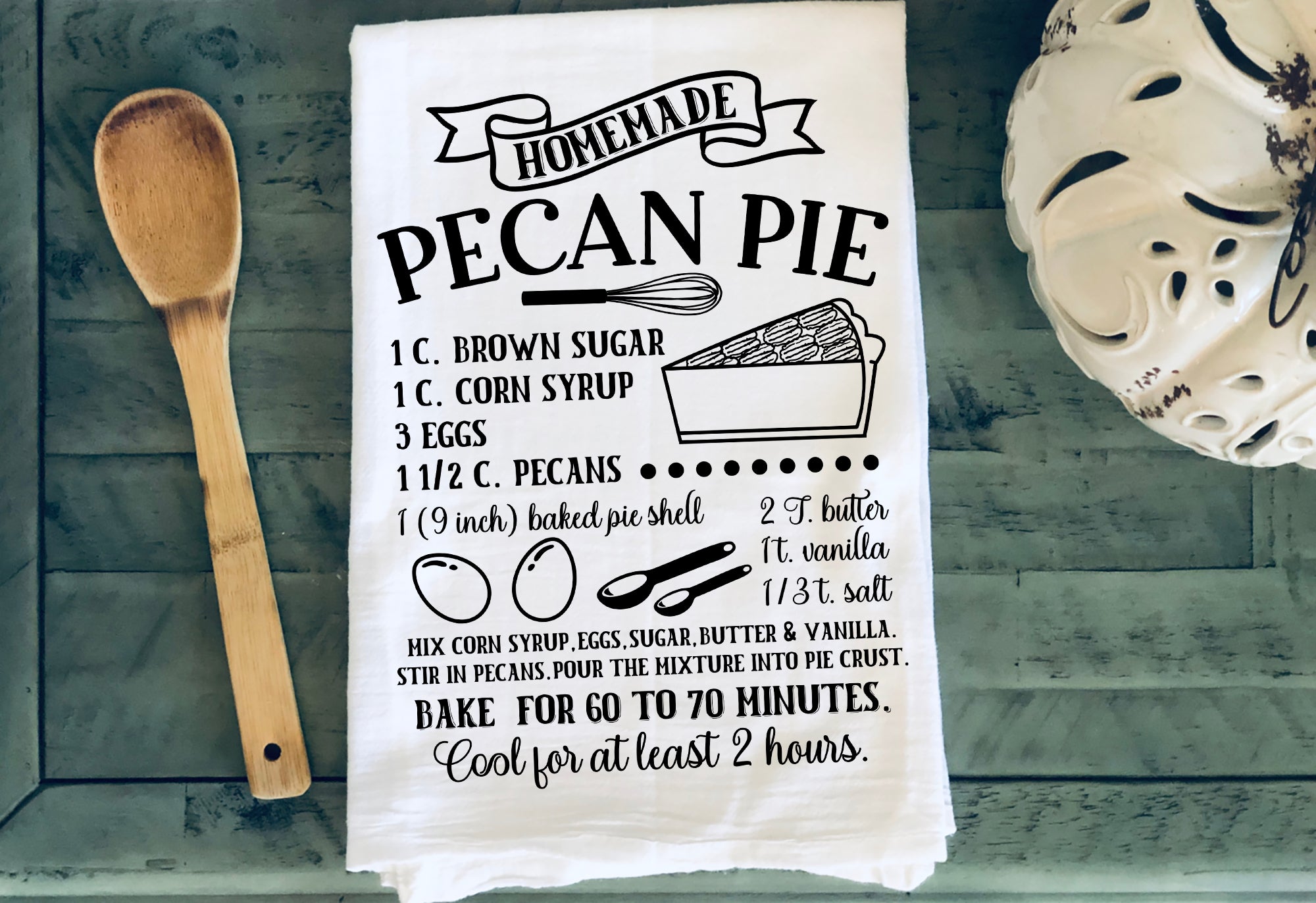 Whimsy Farm House Style Pecan Pie Recipe Towel