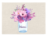 Set of 4 Custom Farmhouse Placemats – Pink Floral in Mason Jars – Country Chic Table Decor, FREE Customizing (Copy)