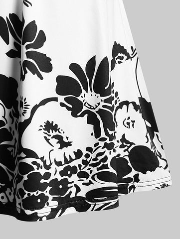 Plus Size White  Floral Print Lace Long Tank Top  - 14 - 24W