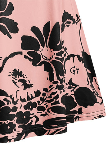 Plus Size Pink  Floral Print Lace Long Tank Top  - 14 - 24W