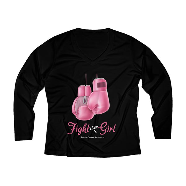 Fight Like a Girl For Breast Cancer Awareness - Long Sleeve V-neck Tee