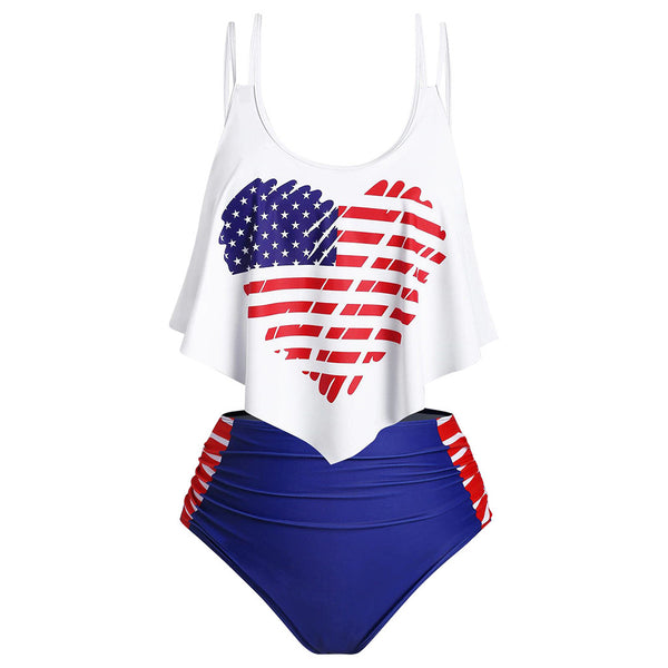 Style AM221 I Heart America! 2-Piece Tankini Style Swimsuit