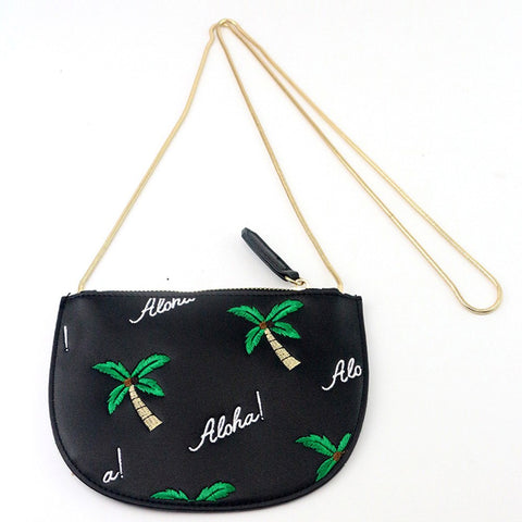 Aloha Embroidered Palm Tree Shoulder bag /Messenger Bag - Available in 2 Colors!