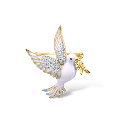 Peaceful Dove Brooch w/Swarovski Crystals