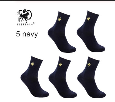 Men's Pier Polo Combed Cotton Dress Socks - 5 Pair Set
