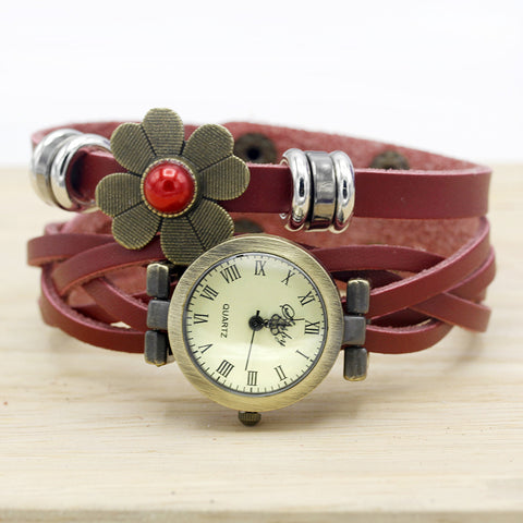 Boho Style Leather Daisy Fashion Watch  :: Available in 5 Colors