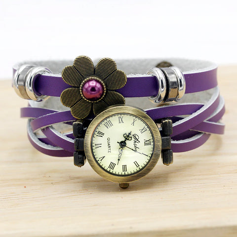 Boho Style Leather Daisy Fashion Watch  :: Available in 5 Colors