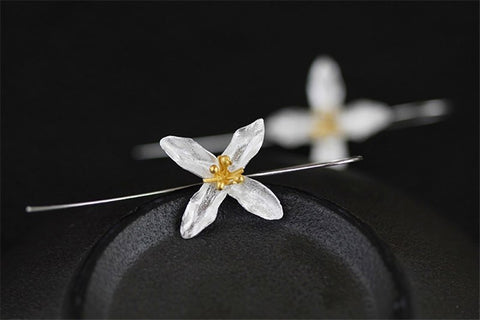 Four Petal Boho Style Spring Flower Silver Earrings - Limited Quantities!
