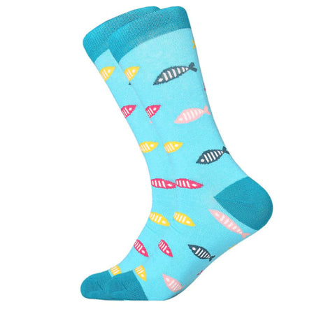 Men's Combed Cotton Crew Socks - Little Fish