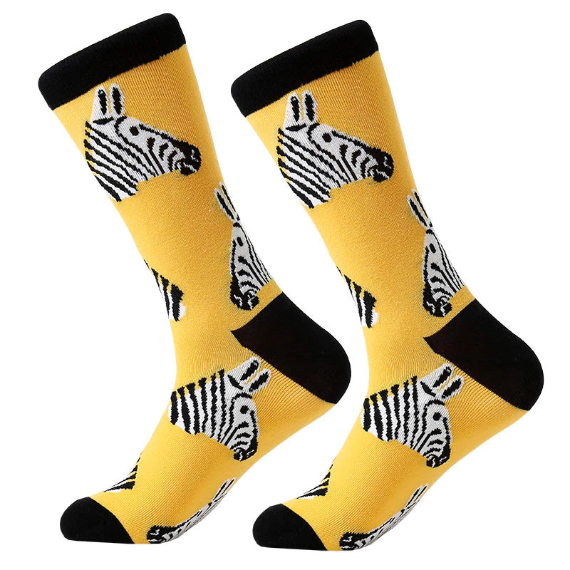 Men's Combed Cotton Crew Socks - Zebra's