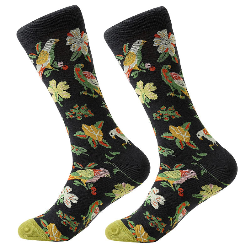 Men's Combed Cotton Crew Socks - Parrot's
