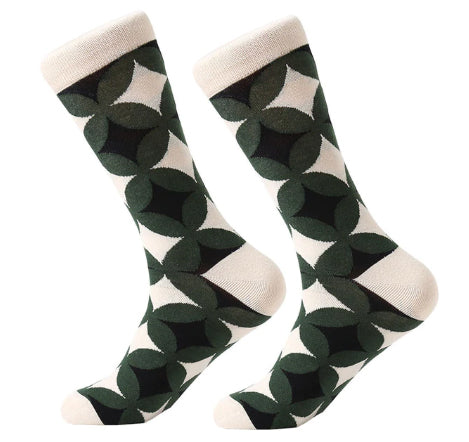 Men's Combed Cotton Crew Socks - Filled Geometric Circles