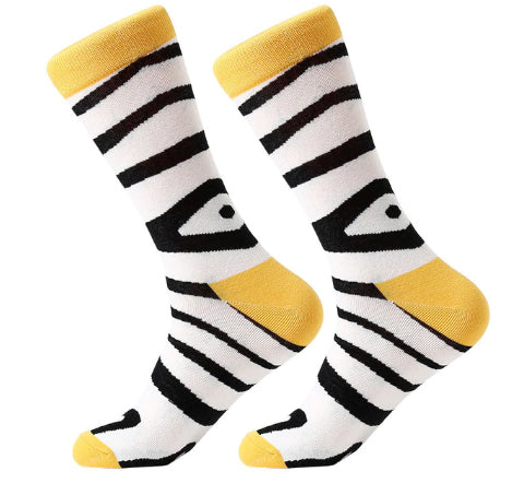 Men's Combed Cotton Crew Socks - Zebra Stripes
