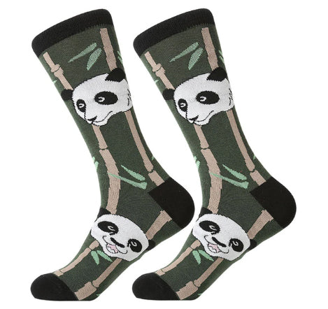 Men's Cotton Crew Socks - Panda Bears