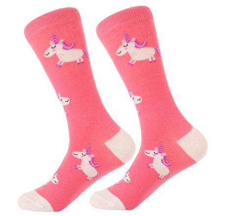 Men's Cotton Crew Socks - Unicorns
