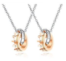 King & Queen Couples Necklace Set - FREE Engraving!
