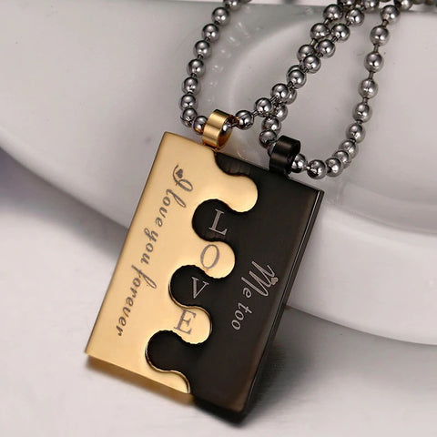 Piece Of My Heart Couples Necklace Set - Free Engraving!