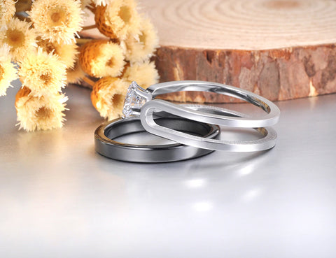 Interlocking 2-Piece Titanium & Ceramic Bridal Set