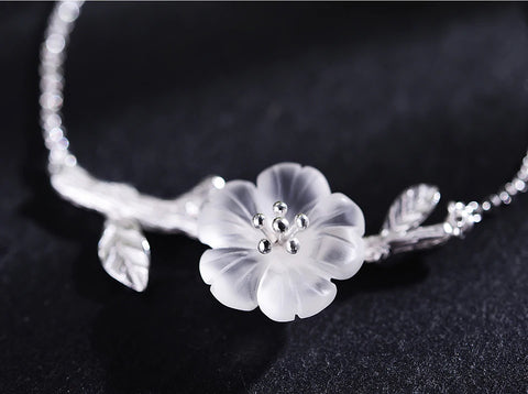 Handcrafted & Hand Carved Crystal Cherry Blossom Bracelet