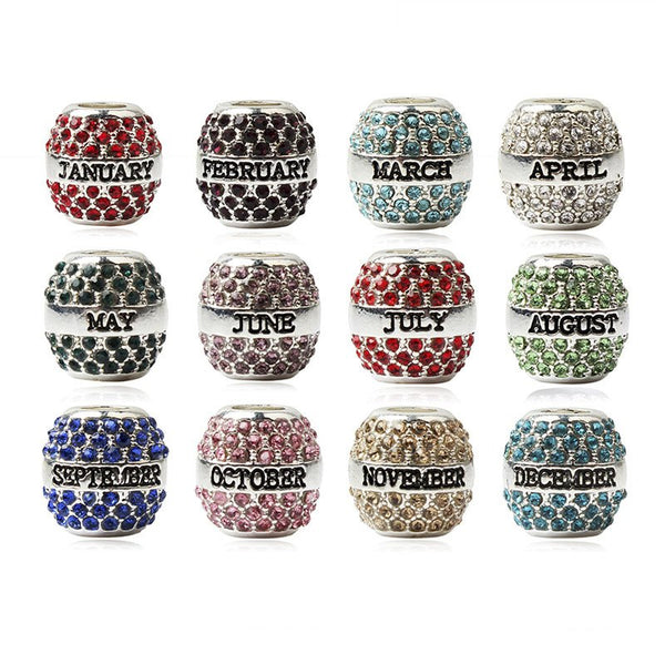 Crystal Oval Birthstone Beads Collection  -  European Pandora Style Beads