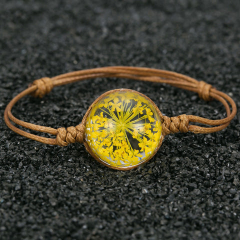 Dried Baby's Breath Bracelet w/ Genuine Leather Band ::  Available in 8 Colors