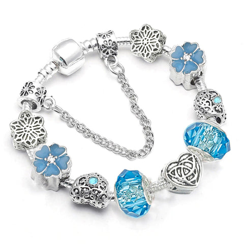 Daisy Love European Bracelet Design w. Murano Glass Beads - Available in 5 Colors
