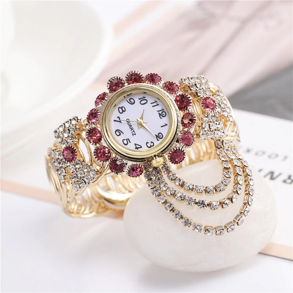 Dazzling Rhinestone Swag Luxury Fashion Quartz Watch :: Available in 6 Colors