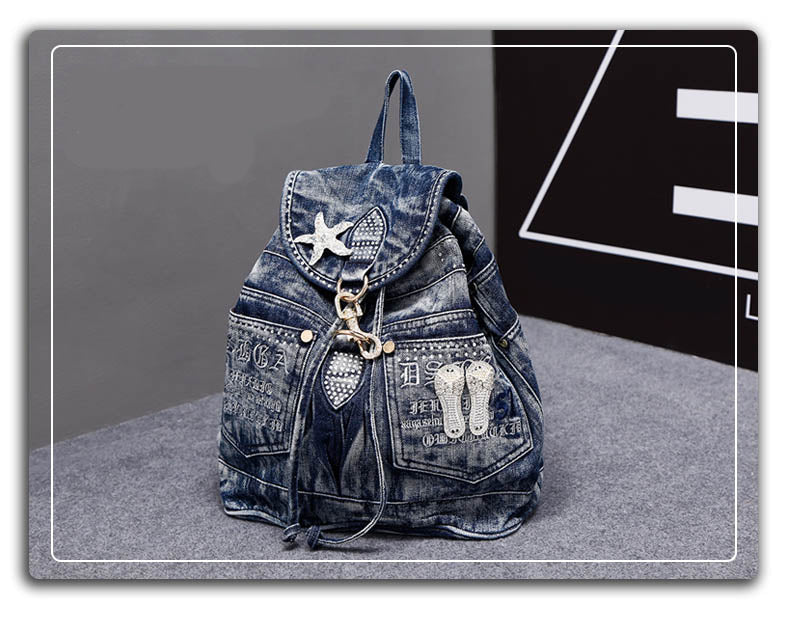 Beach Bum Blinged Denim Backpack :: Available in 2 Colors