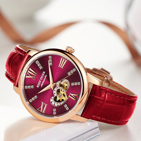 Reef Tiger - Double Heart Series - Luxury Ladies Fashion Watch