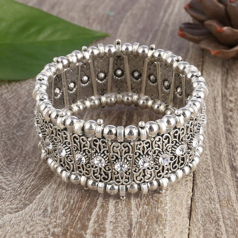 Antique Style Silver & Cubic Zirconia Bracelet
