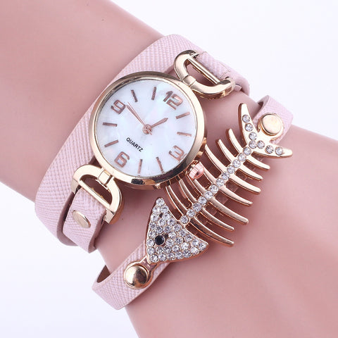 Ladies Luxury Quartz Watch - Whimsy Fishbone Design