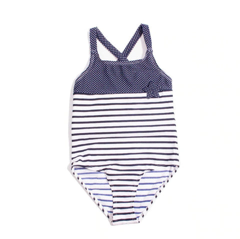 Girls Blue Stripes & Stars Swimsuit