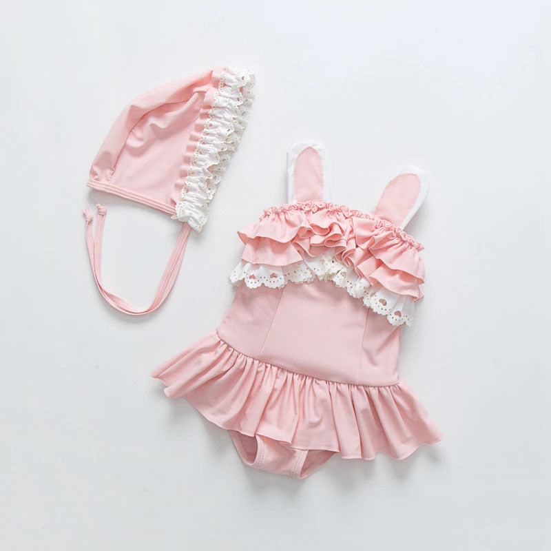 Boutique Baby & Toddler Ruffles & Lace Swimsuit Set - 12M - 4T