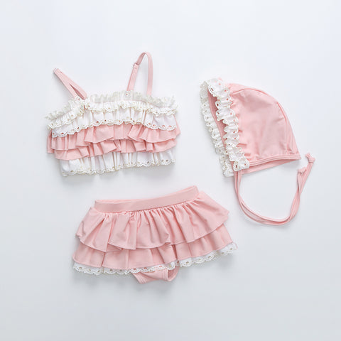 Boutique Baby & Toddler Lots of Ruffles & Lace Swimsuit Set - 12M - 4T