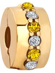 Yellow & Clear CZ Gold Security Bead