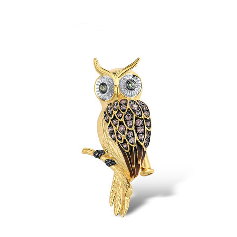 Gold & Crystal Owl Luxury Brooch