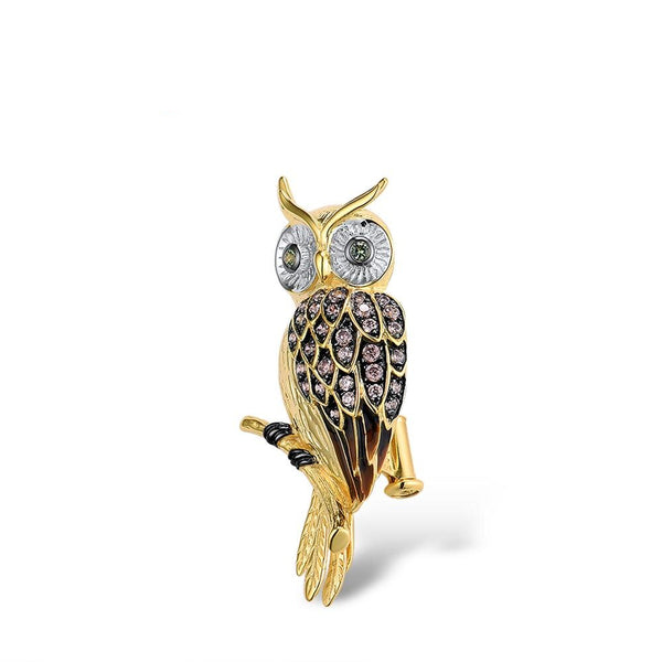 Gold & Crystal Owl Luxury Brooch