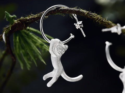 Handcrafted Hangin' with Kitty Earrings - Available in 2 Colors