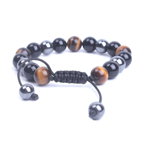 Handmade Men's Hematite, Onyx, Tiger Eye Bracelet - Available in 3 Colors