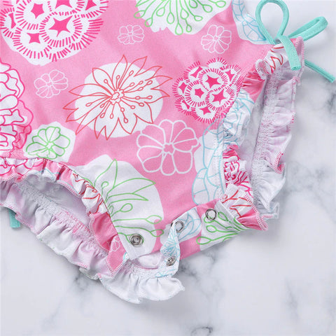 Flower Stamp Long Sleeve Infant Swimsuit 3M - 24M