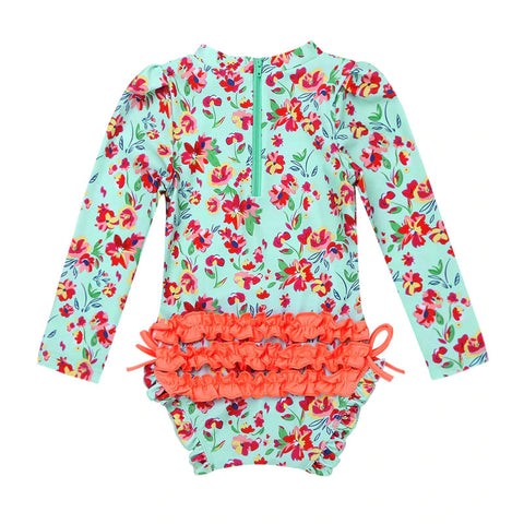 Lots of Flowers Long Sleeve Infant Swimsuit 3M - 24M
