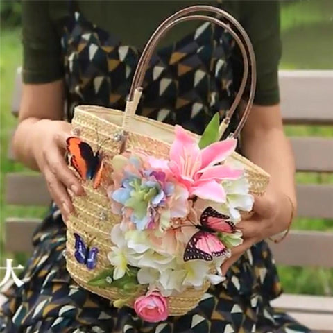 The Kelly - Butterflies & Lilly's Handmade  Straw Tote