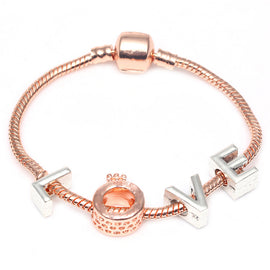 "L-O-V-E" Rose Gold & Silver  European Bracelet Design