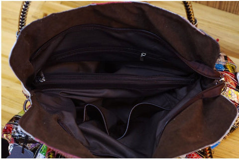 Bohemian Stripes Genuine Leather Shoulder Bag