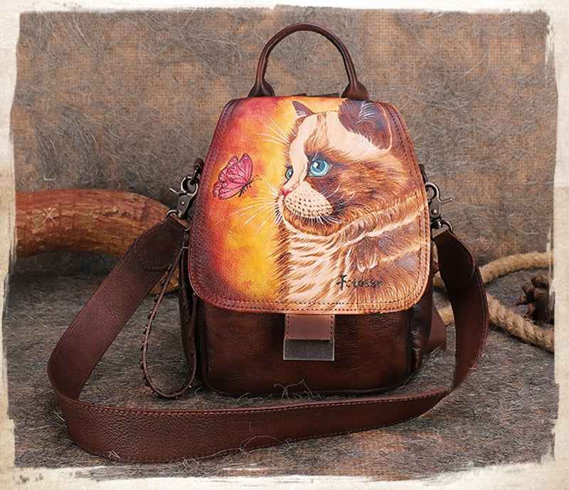 Luxury Hand Painted Genuine Leather Backpack - Limited Quantities
