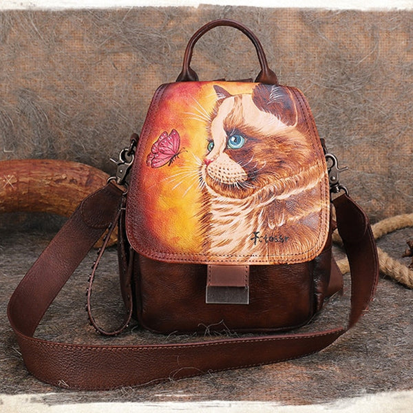 Luxury Hand Painted Genuine Leather Backpack - Limited Quantities