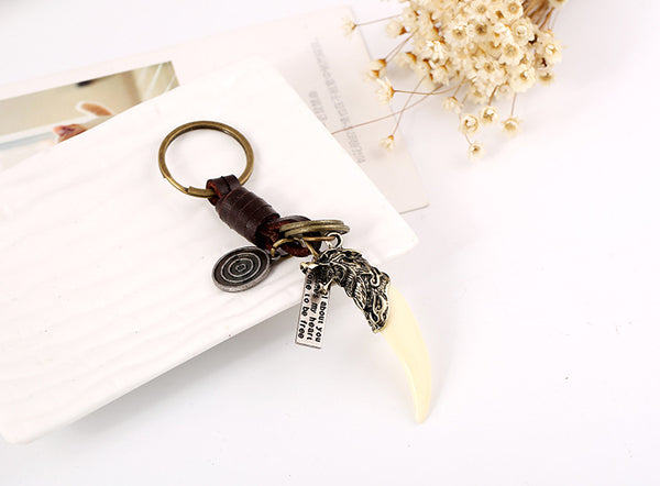 M-Style 2113 Cool Resin Wolf Charm w/Leather Strap